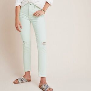 Anthropologie pilcro & the letterpress high rise slim size 27 minty blue green